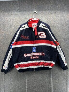 Dale Earnhardt Jacket Mens 2XL Blue NASCAR Auto Racing Chase GM Goodwrench 3 VTG